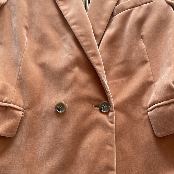 Reiss Aubrie double breasted velvet jacket/blazer, in peach/pink color - Picture 8 of 17